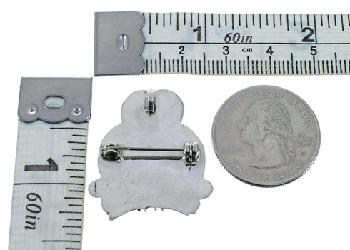 Native American Zuni Sterling Silver Multicolor Owl Pendant JX127804