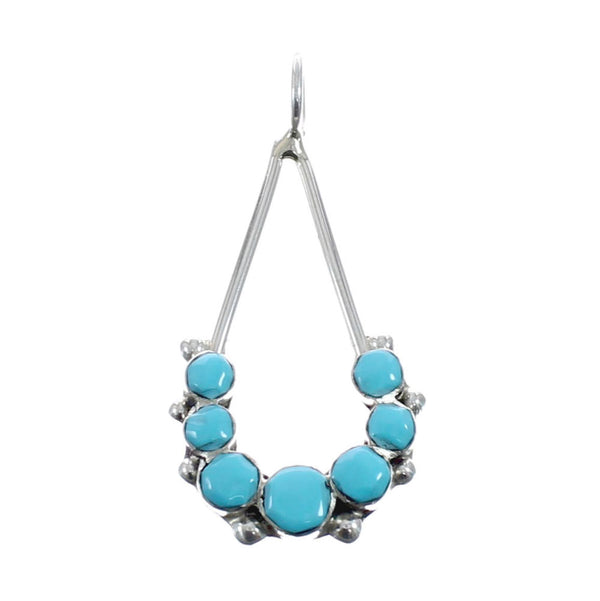 Native American Zuni Authentic Sterling Silver Turquoise Pendant JX127823