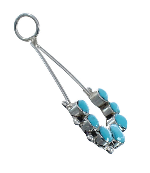 Native American Zuni Authentic Sterling Silver Turquoise Pendant JX127823