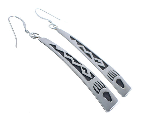 Native American Sterling Silver Bear Paw Hook Dangle Earrings JX127859