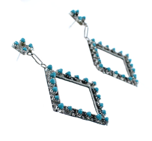 Turquoise Sterling Silver Navajo Post Dangle Earrings JX127881