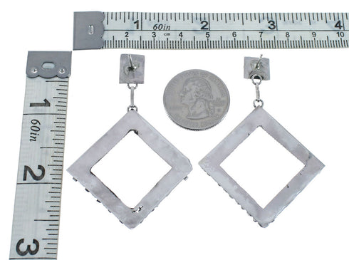 Turquoise Sterling Silver Navajo Post Dangle Earrings JX127881