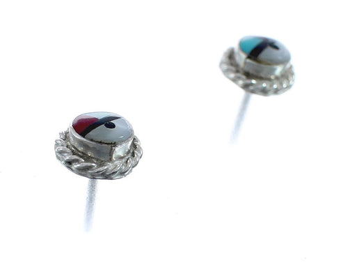 Zuni Sunface Sterling Silver Multicolor Post Stud Earrings JX127915
