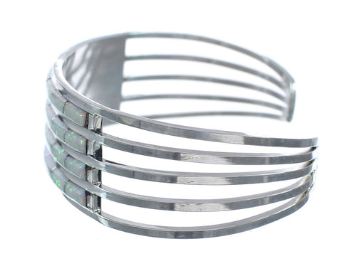 Sterling Silver Opal Inlay Zuni Indian Cuff Bracelet AX127686