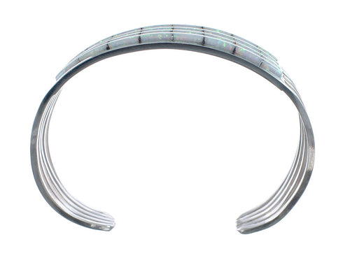Sterling Silver Opal Inlay Zuni Indian Cuff Bracelet AX127686