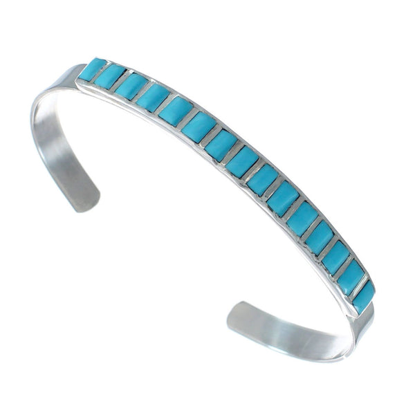 Zuni Turquoise Authentic Sterling Silver Jewelry Cuff Bracelet AX127695