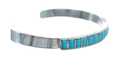 Zuni Turquoise Authentic Sterling Silver Jewelry Cuff Bracelet AX127695