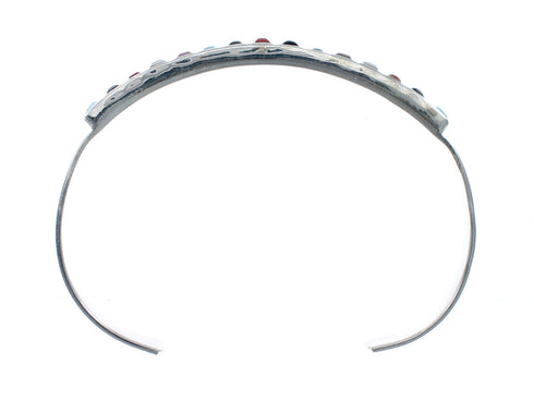Zuni Multicolor Authentic Sterling Silver Jewelry Cuff Bracelet AX127696