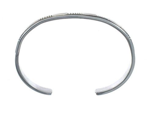 Navajo Authentic Sterling Silver 14 Karat Gold Cuff Bracelet AX127688