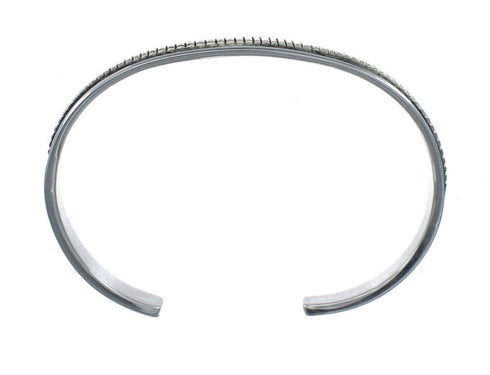 Navajo Authentic Sterling Silver 14 Karat Gold Cuff Bracelet AX127689