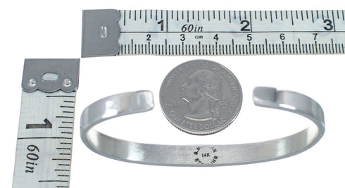 Navajo Authentic Sterling Silver 14 Karat Gold Cuff Bracelet AX127689