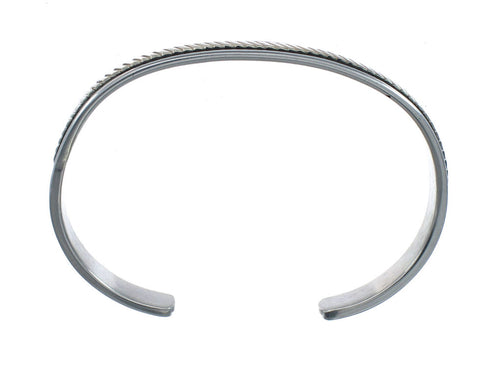 Navajo Authentic Sterling Silver 14 Karat Gold Cuff Bracelet AX127690