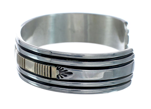 Native American Navajo Sterling Silver And 14 Karat Gold Cuff Bracelet AX127676