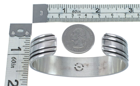 Native American Navajo Sterling Silver And 14 Karat Gold Cuff Bracelet AX127676