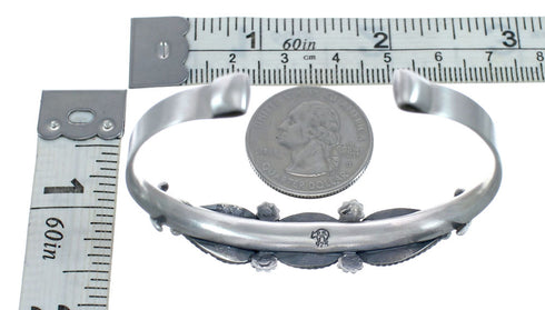 Navajo Turquoise And Coral Genuine Sterling Silver Cuff Bracelet AX127679