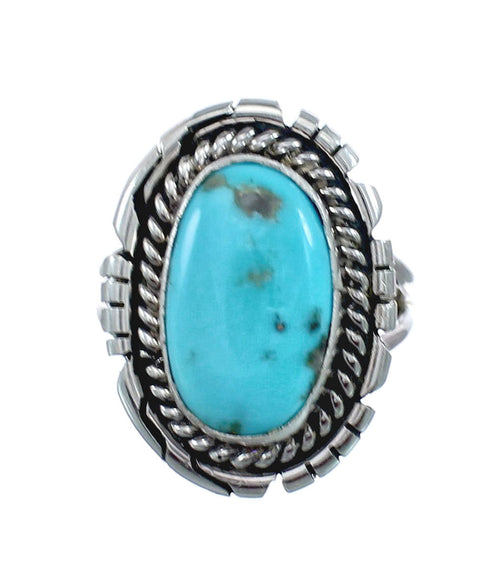 Native American Turquoise Sterling Silver Navajo Ring Size 8 AX127898