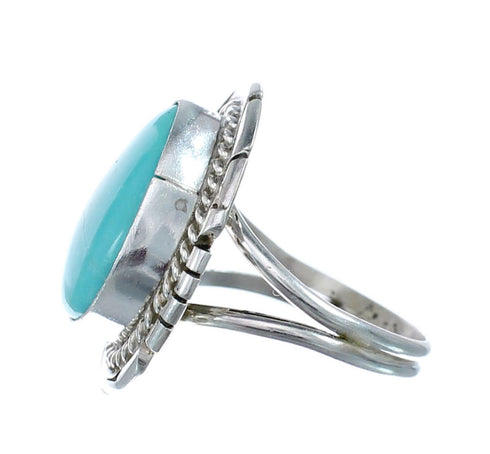 Native American Turquoise Sterling Silver Navajo Ring Size 8-3/4 AX127903