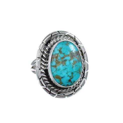 Native American Turquoise Sterling Silver Navajo Ring Size 5-3/4 AX127905