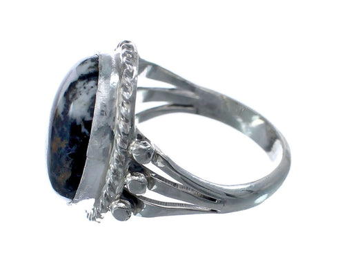 Snowflake Obsidian Sterling Silver Native American Ring Size 7-1/4 AX127714
