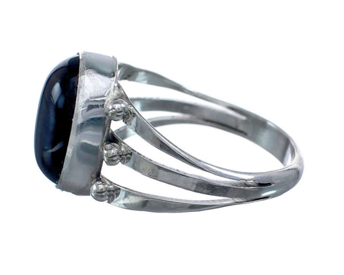 Sterling Silver And Onyx Navajo Ring Size 8 AX127851