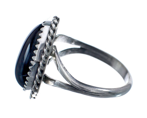 Onyx And Silver Navajo Native American Ring Size 5-1/2 AX127833