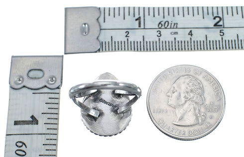 Onyx And Silver Navajo Native American Ring Size 8 JX128119