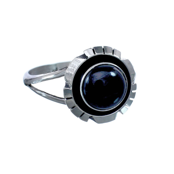 Onyx Sterling Silver Native American Ring Size 9 AX127875