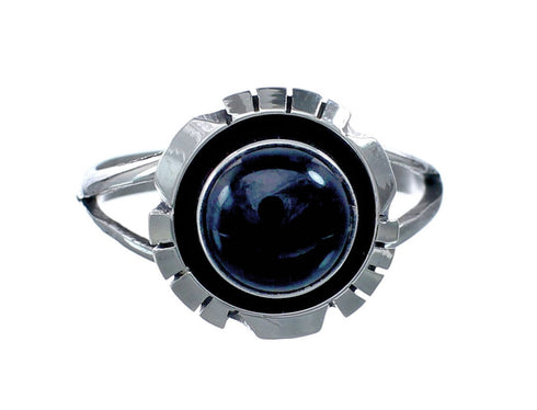 Onyx Sterling Silver Native American Ring Size 8 AX127871