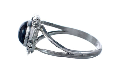 Onyx Sterling Silver Native American Ring Size 8 AX127871