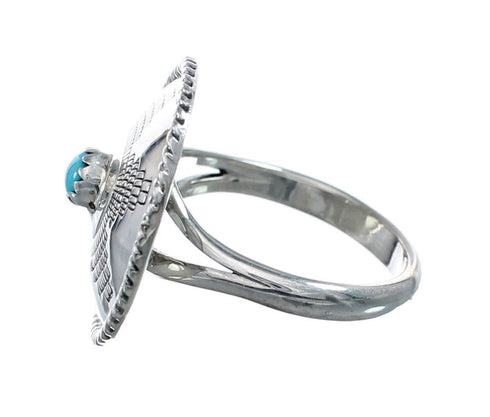Navajo Turquoise Concho Sterling Silver Ring Size 8-1/4 AX127704