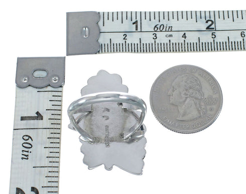 Genuine Sterling Silver Navajo Opal Inlay Leaf Ring Size 11 AX127707