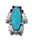 Genuine Sterling Silver Navajo Turquoise Inlay Leaf Ring Size 8 AX127711