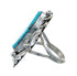 Genuine Sterling Silver Navajo Turquoise Inlay Leaf Ring Size 8 AX127711