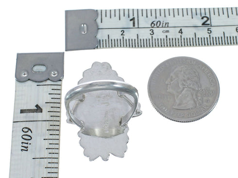 Genuine Sterling Silver Navajo Turquoise Inlay Leaf Ring Size 8 AX127711