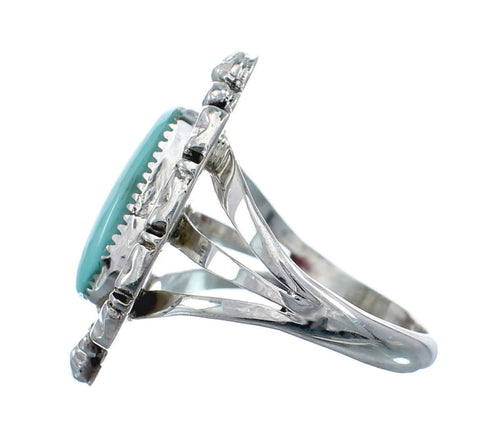 Native American Genuine Sterling Silver Turquoise Ring Size 6 AX127724