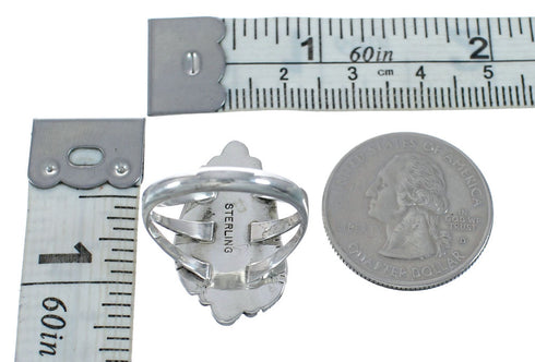 Native American Genuine Sterling Silver Turquoise Ring Size 8-3/4 AX127725