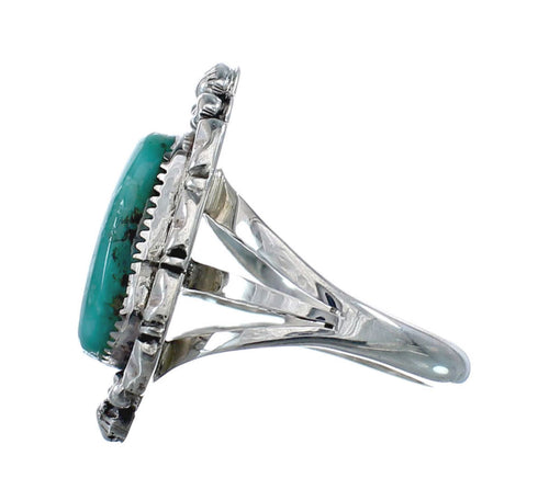 Native American Genuine Sterling Silver Turquoise Ring Size 8-3/4 AX127727