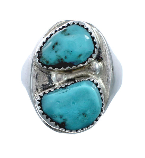 Turquoise Zuni Genuine Sterling Silver Ring Size 11-1/2 AX127805