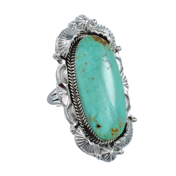 Native American Sterling Silver Turquoise Hand Crafted Ring Size 7-3/4 AX127844