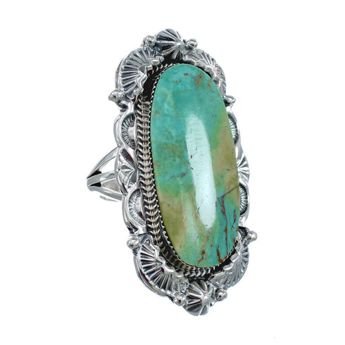 Native American Sterling Silver Turquoise Hand Crafted Ring Size 7-1/2 AX127847