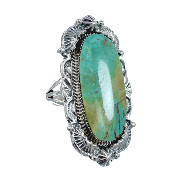 Native American Sterling Silver Turquoise Hand Crafted Ring Size 7-1/2 AX127847