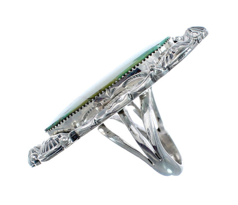 Native American Sterling Silver Turquoise Hand Crafted Ring Size 7-1/2 AX127847