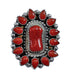 Native American Navajo Genuine Sterling Silver Coral Ring Size 7-1/4 AX127832