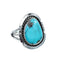Turquoise Navajo Authentic Sterling Silver Ring Size 6-3/4 AX127812