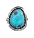 Turquoise Navajo Authentic Sterling Silver Ring Size 6-3/4 AX127812