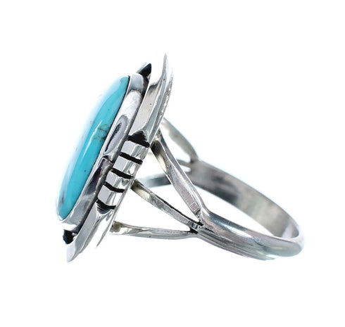 Turquoise Navajo Authentic Sterling Silver Ring Size 6-3/4 AX127812