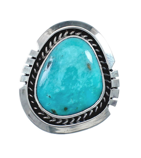 Turquoise Navajo Authentic Sterling Silver Ring Size 5-3/4 AX127813