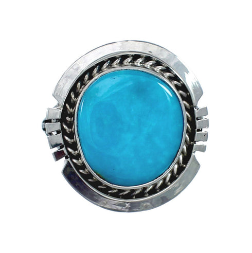 Turquoise Navajo Authentic Sterling Silver Ring Size 7-3/4 AX127814