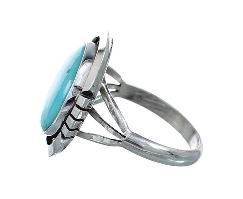Turquoise Navajo Authentic Sterling Silver Ring Size 8-1/4 AX127815