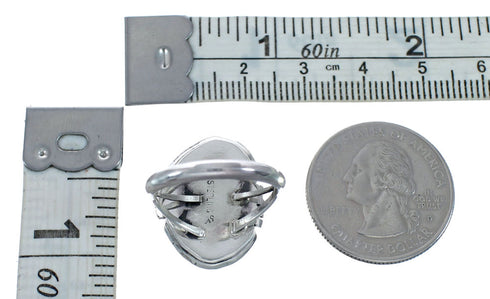 Turquoise Navajo Authentic Sterling Silver Ring Size 8-1/4 AX127815